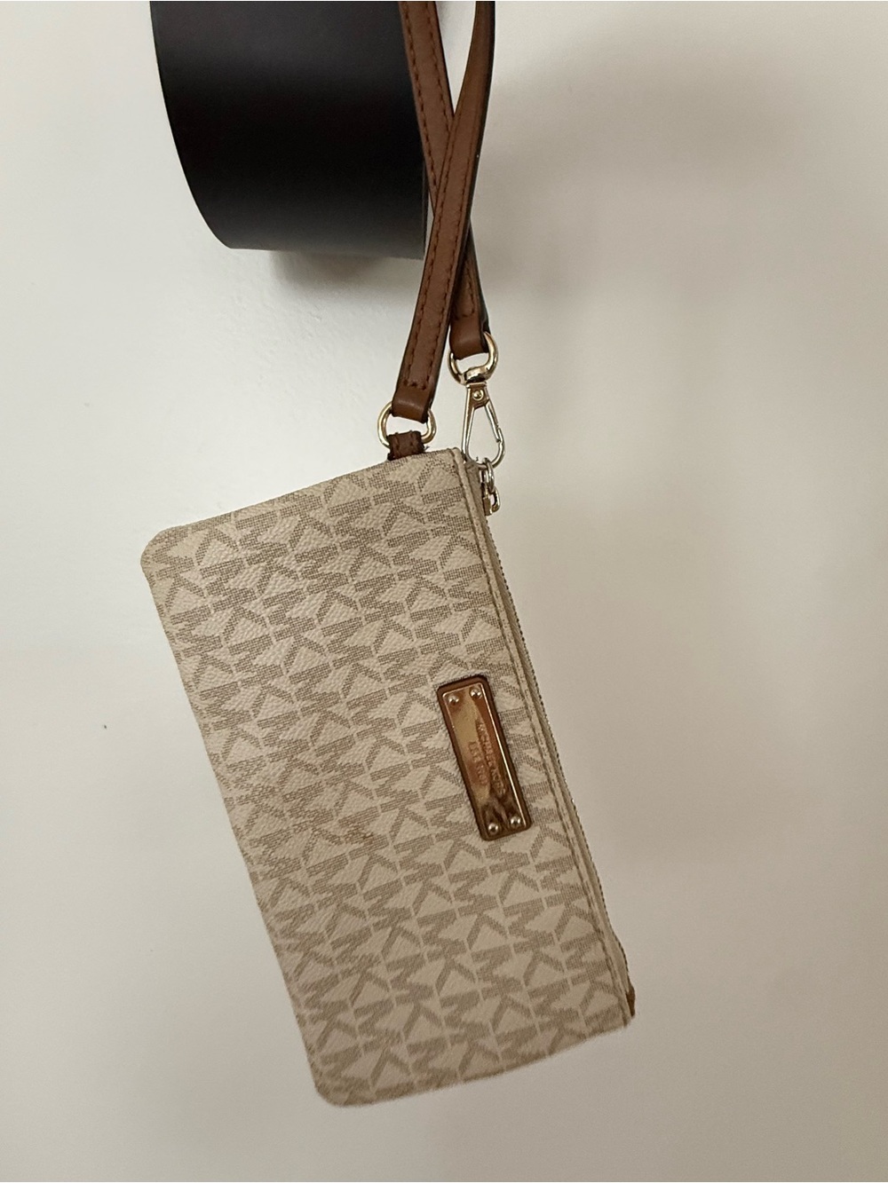 Michael Kors Beige and Tan Signature Wristlet
